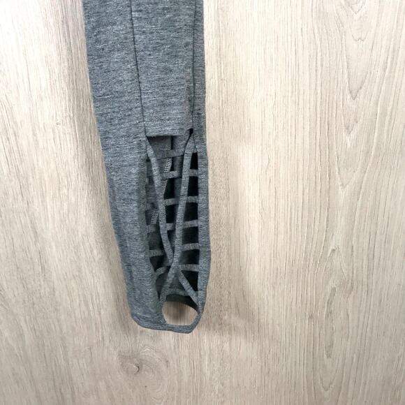 Chaser Leggings Women Medium Gray Ankle Cut Out Strappy Side Panel 7/8 Stretch - Picture 4 of 5